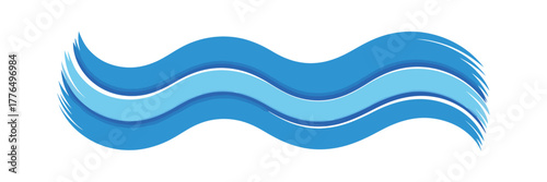 Abstract blue wavy lines representing water, isolated on white background