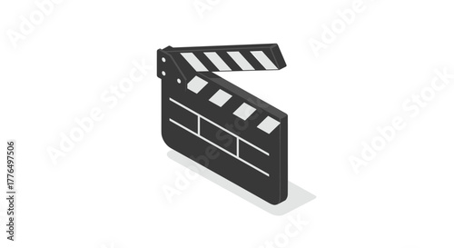 Isometric film clapperboard icon on white background