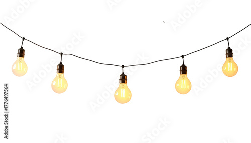 hanging light bulbs yellow isolated on transparent png