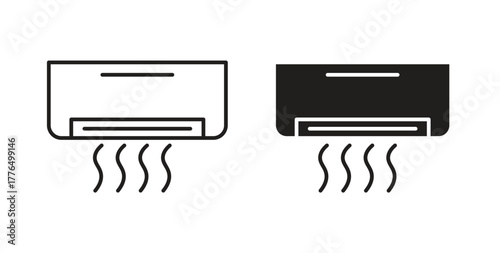 Air conditioner icon glyph and line set thin line symbol concept.