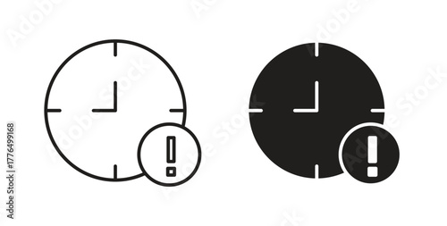 Alarm exclamation icon glyph and line set thin line symbol concept.