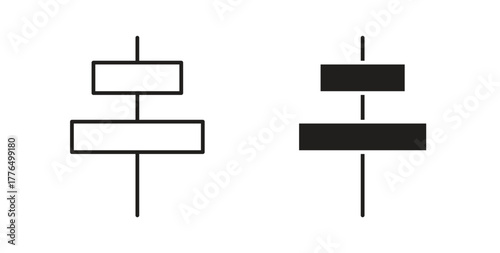 Align center icon glyph and line set thin line symbol concept.