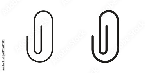 Attachment clip icon glyph and line set thin line symbol concept.