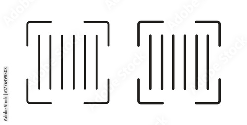 Barcode read icon glyph and line set thin line symbol concept.