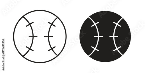 Baseball icon glyph and line set thin line symbol concept.