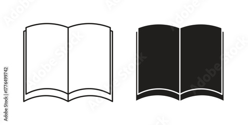 Book open icon glyph and line set thin line symbol concept.