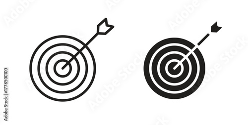 Bullseye icon glyph and line set thin line symbol concept.
