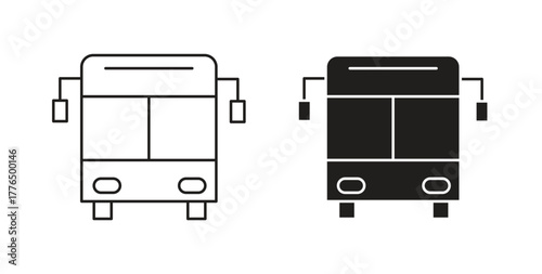 Bus icon glyph and line set thin line symbol concept.
