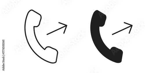Call outgoing icon glyph and line set thin line symbol concept.