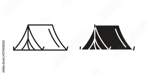 Camping icon glyph and line set thin line symbol concept.