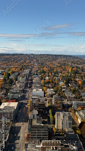 Aerial View of Kitsilano and West Broadway in Vancouver with Broadway Subway Construction