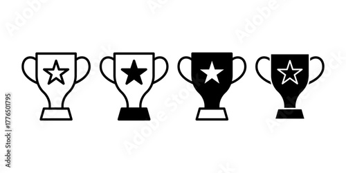 Trophy Black Icon Bundle for Achievement and Award Education Concept