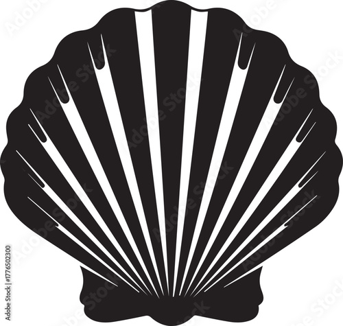 Black Scallop Shell Silhouette seashell marine
