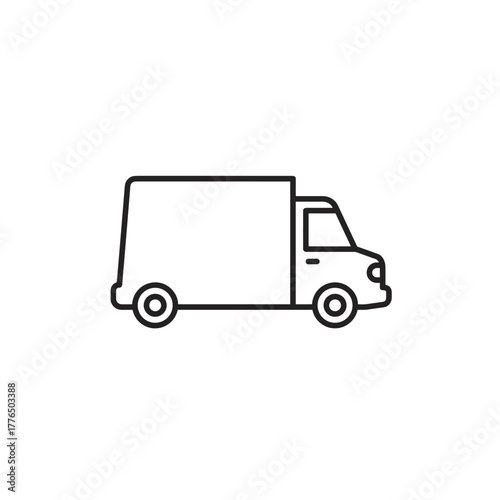Simple outline icon of a delivery truck for urban logistics and transportation design