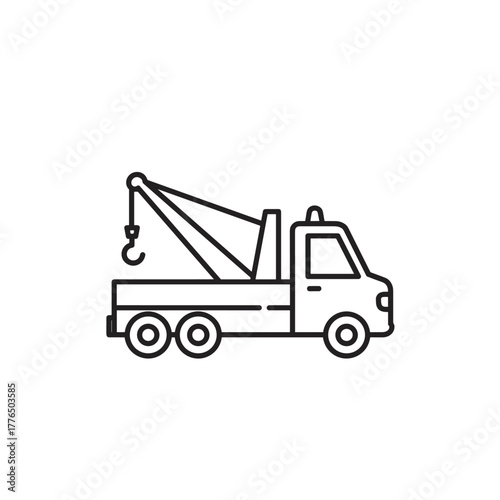 Minimalist tow truck line art simplistic vehicle design for automotive concepts