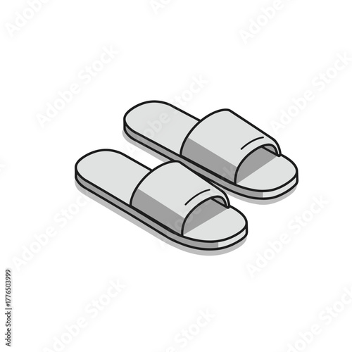 Minimalist isometric slide sandals on white background