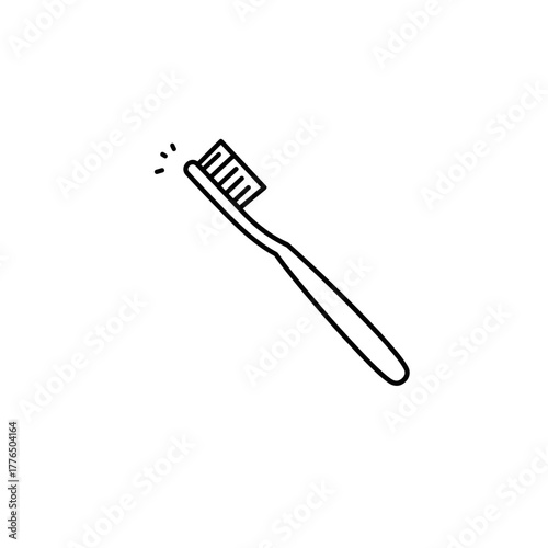 Minimalist toothbrush icon in black and white line art style