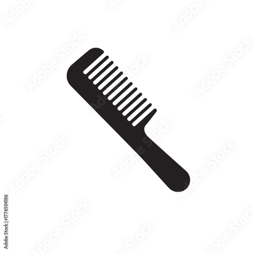 Minimalist black comb silhouette for hair styling and grooming