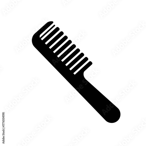 Simple black comb on white background silhouette design for hair care concepts