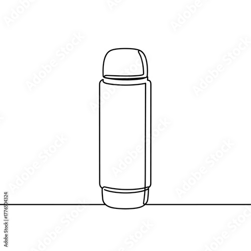 Minimalist continuous line thermos bottle design