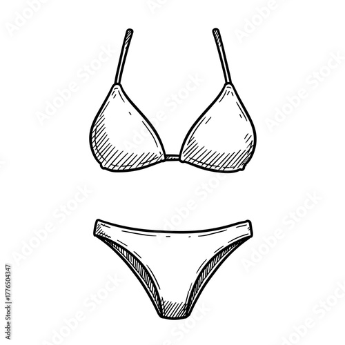 Hand drawn bikini sketch stylish summer fashion design