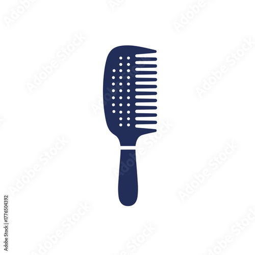Minimalist blue hairbrush design in silhouette style