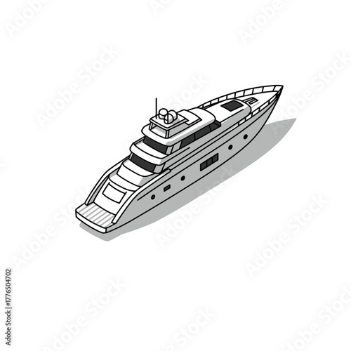 Isometric yacht design modern luxury maritime transportation illustration