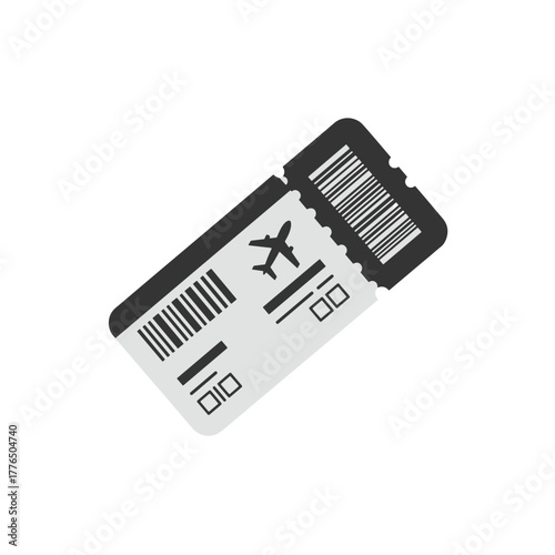 Minimalist black and white airline ticket with barcode icon