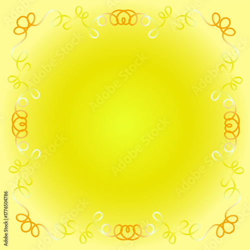 A hand-drawn square frame in a linear style on a bright yellow background