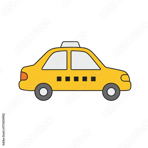 Yellow taxi cab side view clean flat design on white background