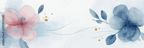 Luxury navy blue watercolor floral background