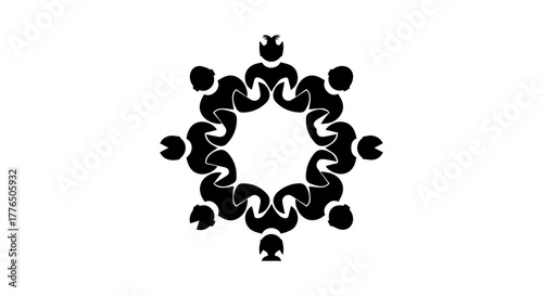 Abstract circular formation of diverse figures symbolizing unity and connection