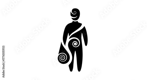 Abstract silhouette of a person with swirling patterns, symbolizing inner energy or creativity