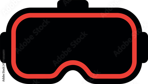 red and black Virtual reality headset icon Vector