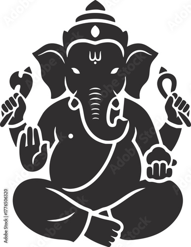 Vector Art of Lord Ganesha - Hindu Elephant God Icon Illustration