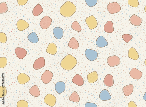Vibrant Venetian terrazzo‑inspired seamless design featuring realistic marble texture with stone fragments, a modern minimalist floor tile ideal for interior decoration, and a trendy abstract vector