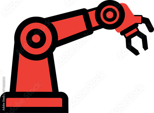 Red manufacturing robot arm icon Vector