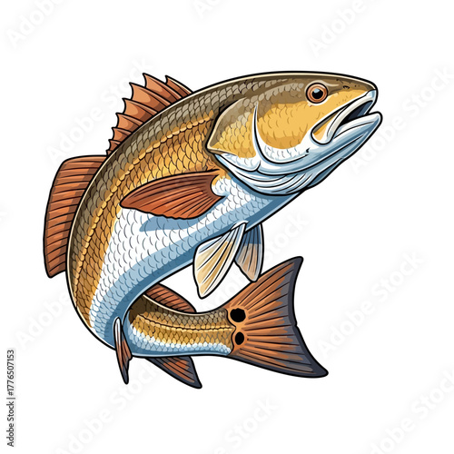 redfish fishing illustration logo vector image t shirt