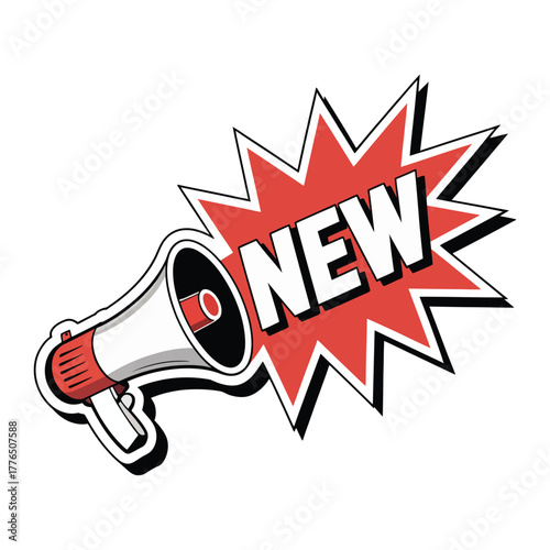 A megaphone announces something new with a burst of attention.