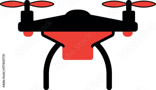 Minimalist red flying drone icon Vector