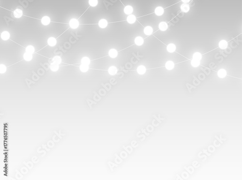 Glowing festive garland light string with shining bulbs and golden illumination ideal for christmas celebration, merry winter decor, or bright holiday background illustration design.