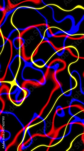 Neon Energy Lines Abstract Background vertical 1
glowing neon lines in red, blue, and yellow colors moving dynamically on a dark surface. Perfect for music visuals, party backgrounds, sci-fi projects,