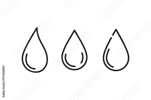 water drop line art set of icon vector illustration