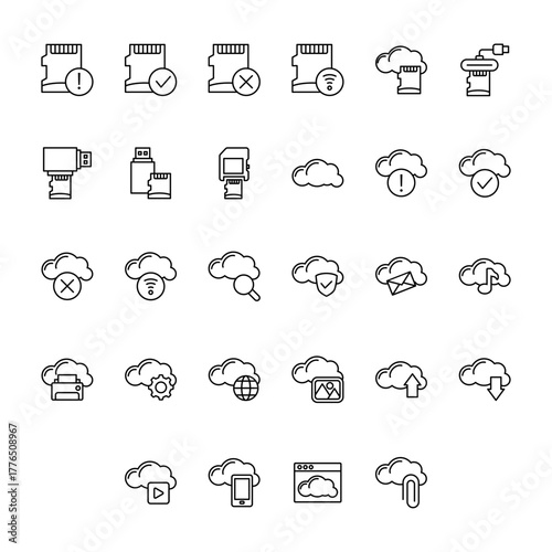 Complete Collection Of Cloud And Technology Line Icons