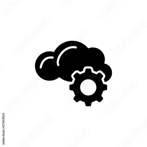 Cloud Server System Settings Configuration Solid Icon