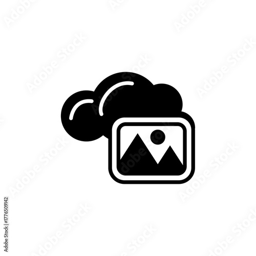 Cloud Storage Photo Gallery Image File Solid Glyph