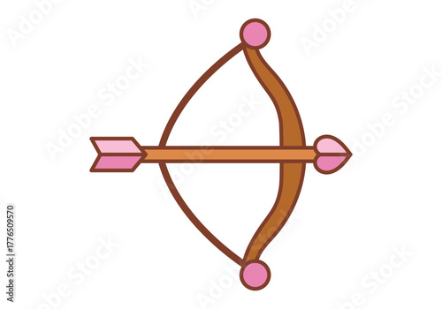 Bow and Arrow Flat Colored Icon for Valentine Love Design