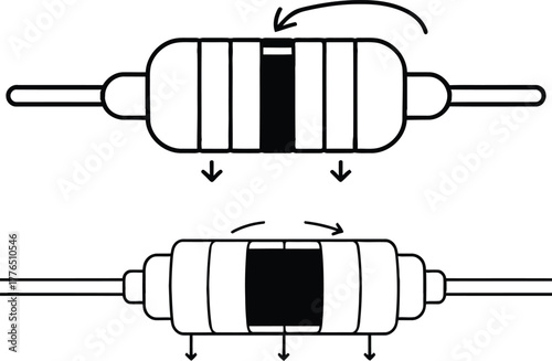 High-Quality Vector Illustration of Resistor Color Code Diagram with Label Arrows — Electronic Component Educational Graphic