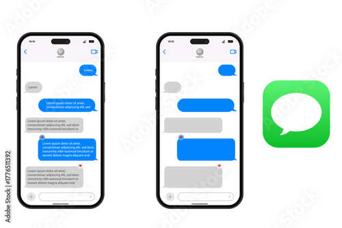 Two smartphones displaying text message conversation interface