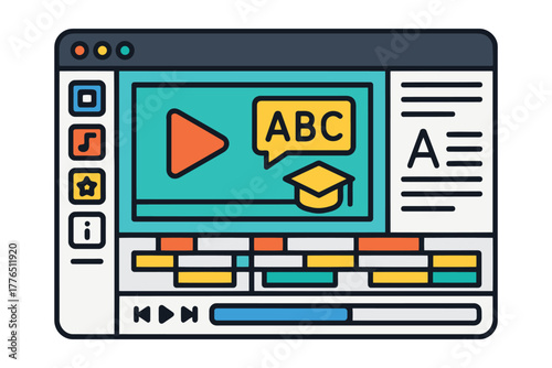 Digital learning platform interface with video player and educational content